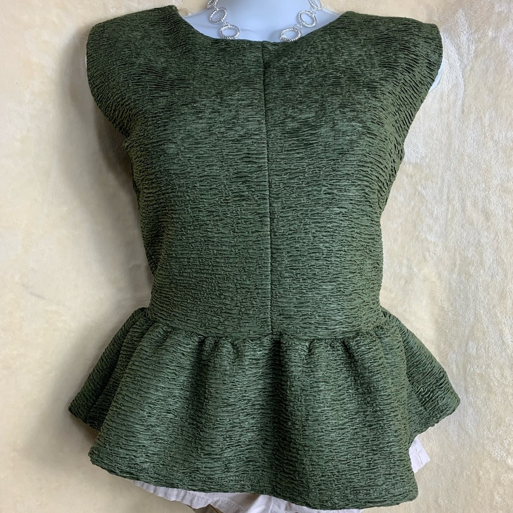 Love Culture Olive Peplum Blouse